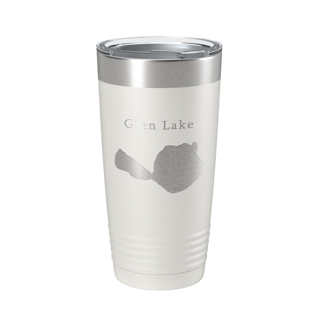 Big & Little Glen Lakes Map Tumbler Travel Mug Insulated Laser Engraved Coffee Cup Michigan 20 oz