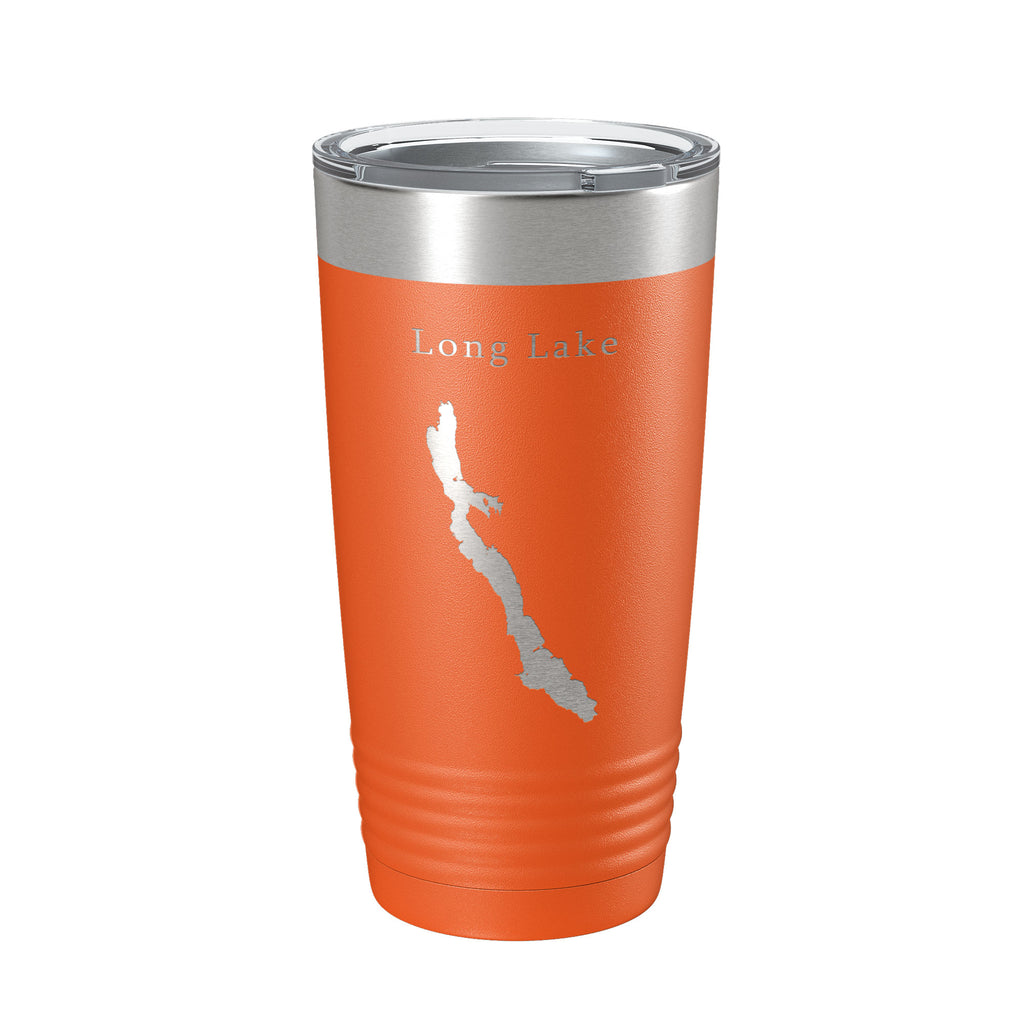 Long Lake Map Tumbler Travel Mug Insulated Laser Engraved Coffee Cup Maine 20 oz