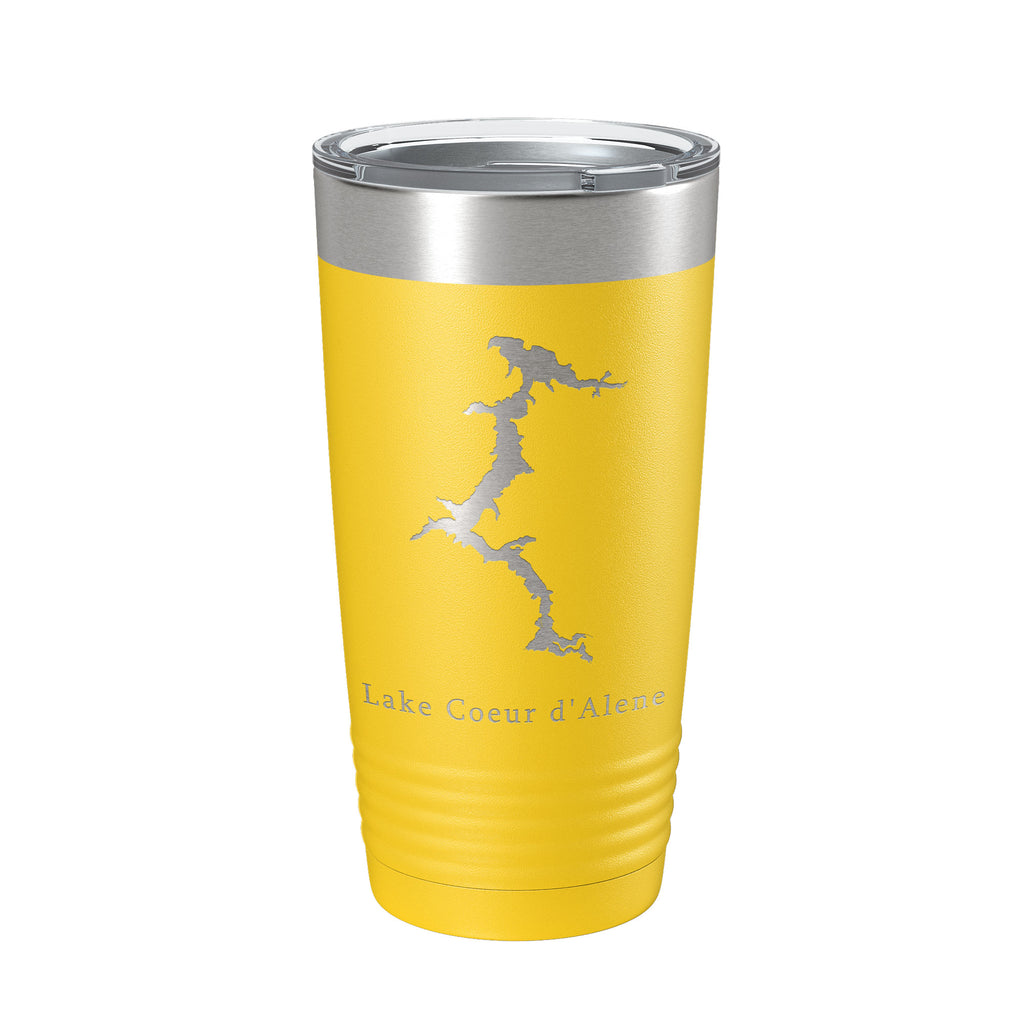 Lake Coeur d'Alene Map Tumbler Travel Mug Insulated Laser Engraved Coffee Cup Idaho 20 oz