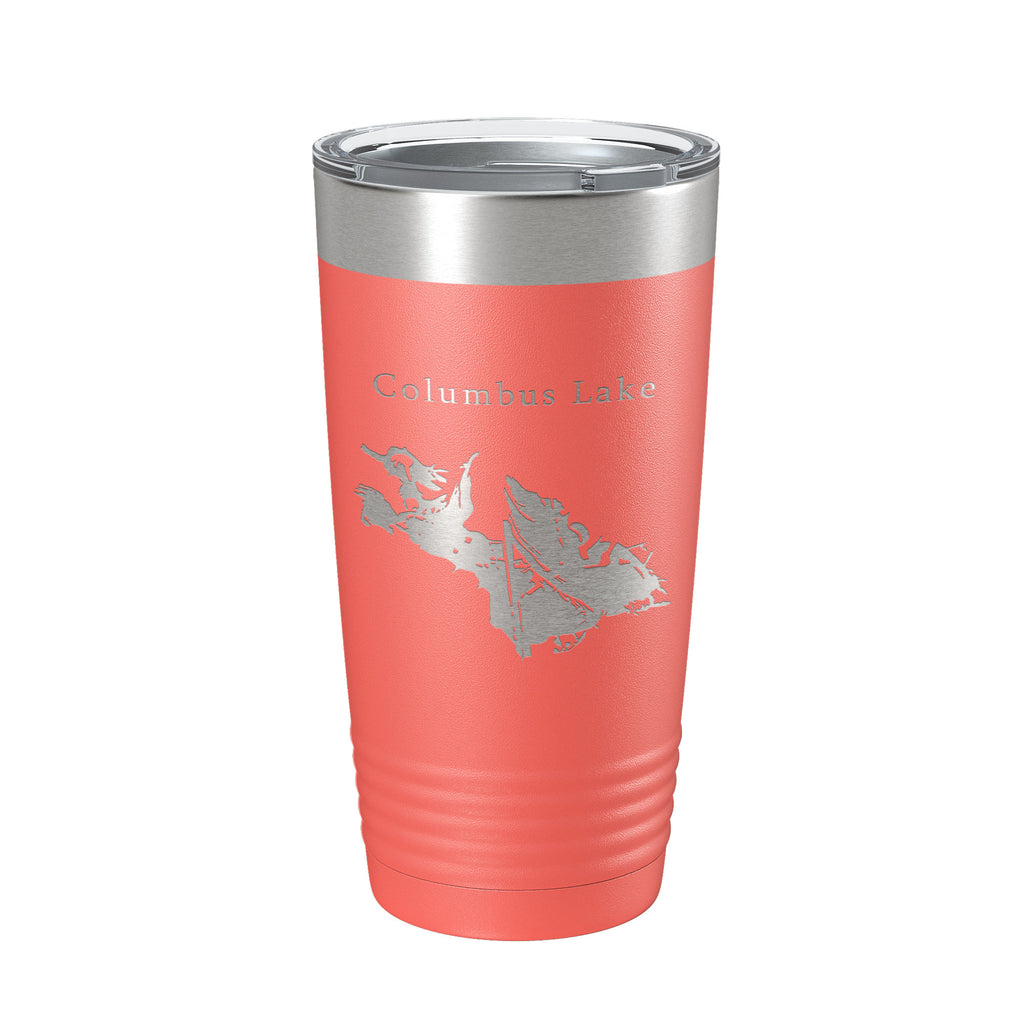 Columbus Lake Map Tumbler Travel Mug Insulated Laser Engraved Coffee Cup Mississippi 20 oz