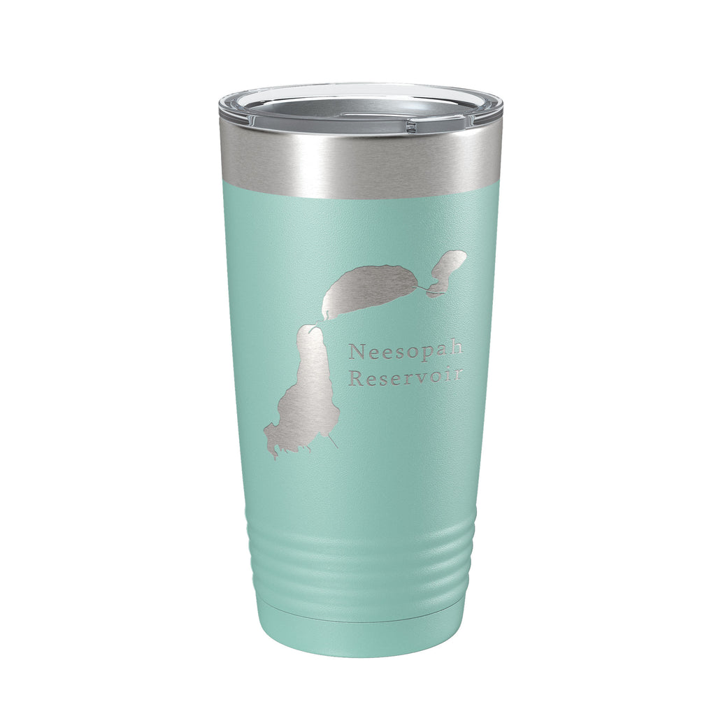 Neesopah Reservoir Tumbler Lake Map Travel Mug Insulated Laser Engraved Coffee Cup Colorado 20 oz