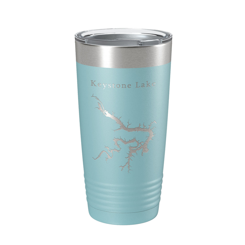 Keystone Lake Map Tumbler Travel Mug Insulated Laser Engraved Coffee Cup Oklahoma 20 oz