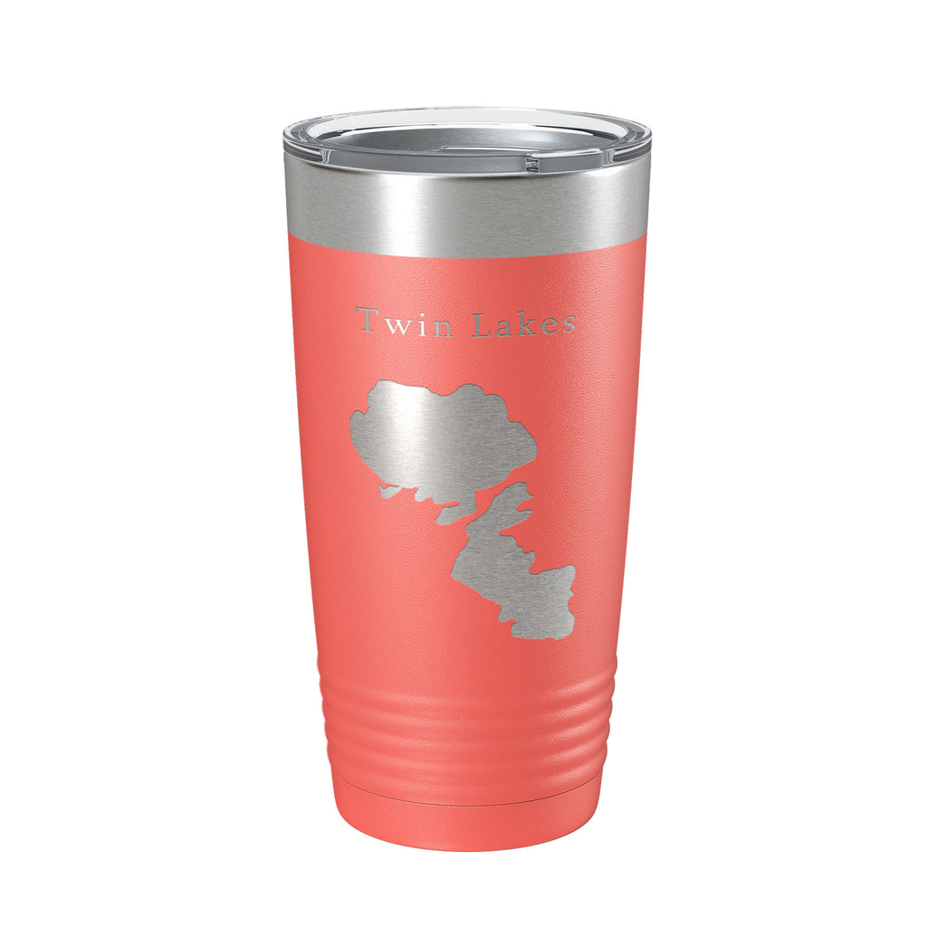 Twin Lakes Map Tumbler Travel Mug Insulated Laser Engraved Coffee Cup Idaho 20 oz