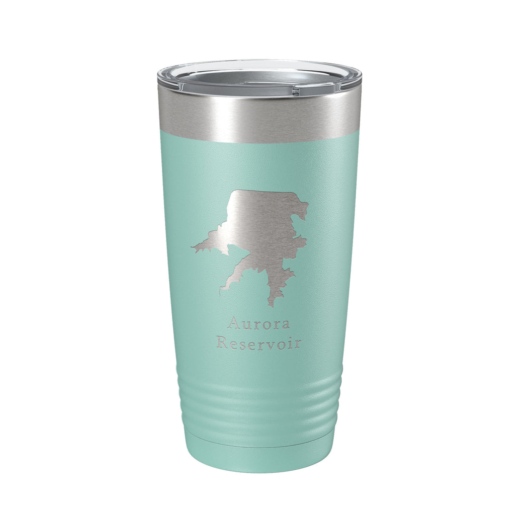 Aurora Reservoir Tumbler Lake Map Travel Mug Insulated Laser Engraved Coffee Cup Colorado 20 oz