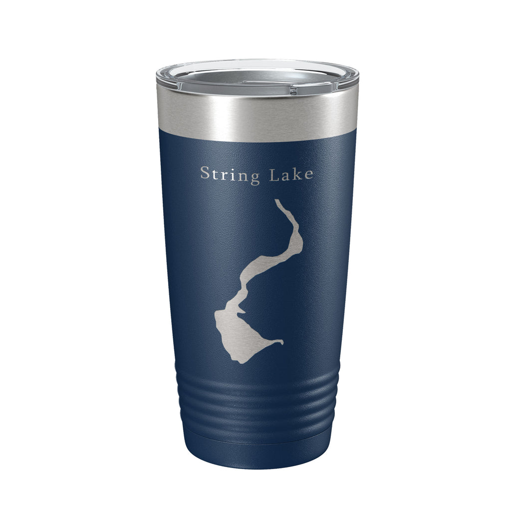 String Lake Map Tumbler Travel Mug Insulated Laser Engraved Coffee Cup Grand Teton Wyoming 20 oz