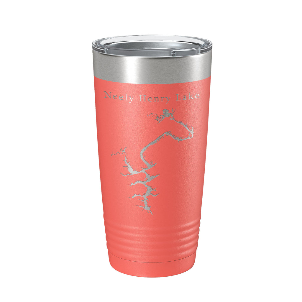 Neely Henry Lake Map Tumbler Travel Mug Insulated Laser Engraved Coffee Cup Alabama 20 oz