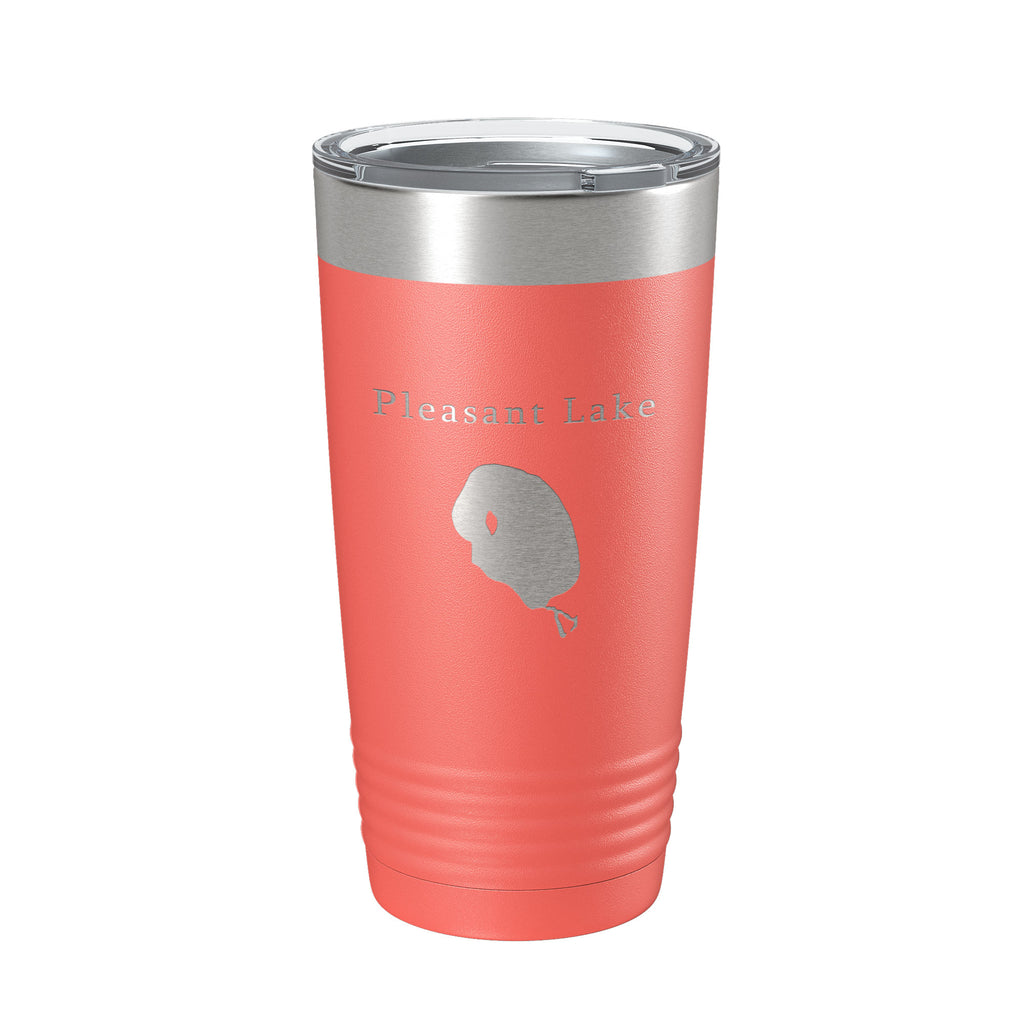 Pleasant Lake Map Tumbler Travel Mug Insulated Laser Engraved Coffee Cup Michigan 20 oz