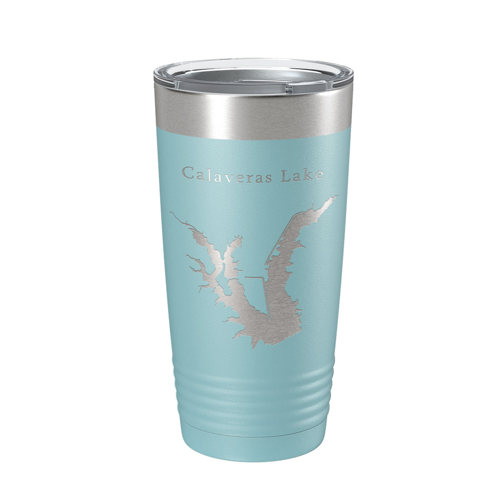 Calaveras Lake Map Tumbler Travel Mug Insulated Laser Engraved Coffee Cup Texas 20 oz