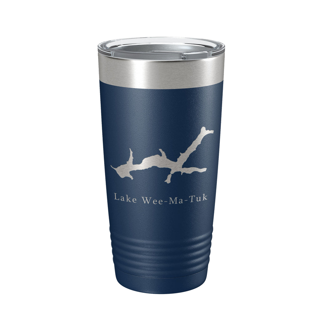 Lake Wee-Ma-Tuk Map Tumbler Travel Mug Insulated Laser Engraved Coffee Cup Illinois 20 oz