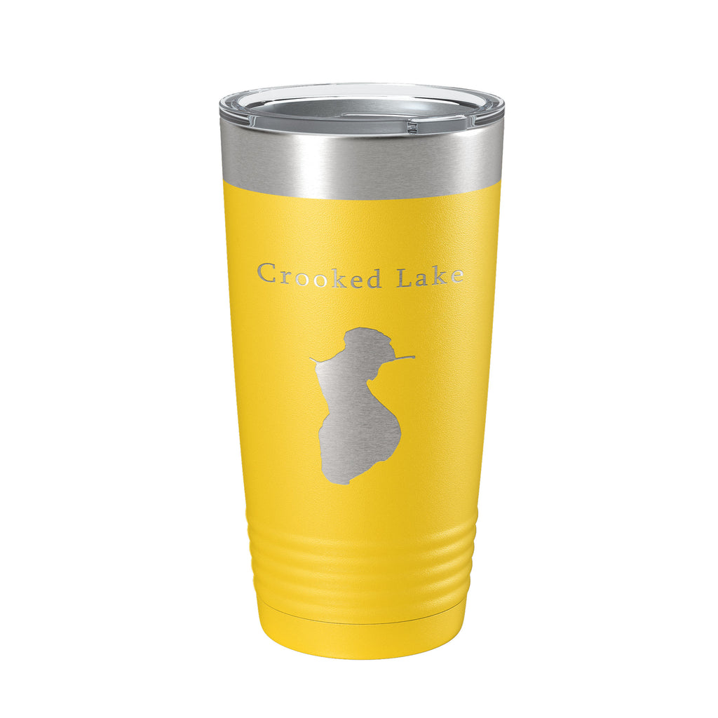 Crooked Lake Map Tumbler Travel Mug Insulated Laser Engraved Coffee Cup Illinois 20 oz