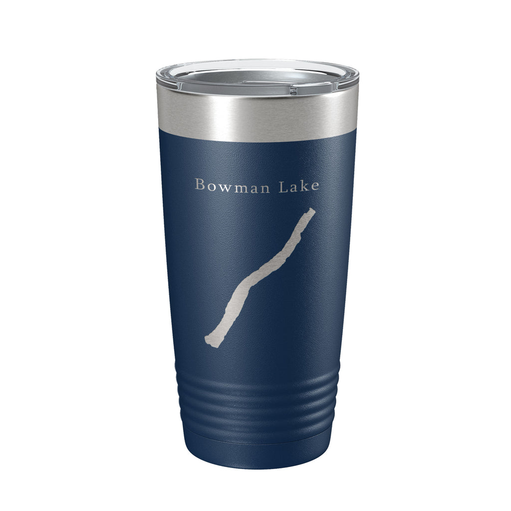 Bowman Lake Map Tumbler Travel Mug Insulated Laser Engraved Coffee Cup Montana 20 oz