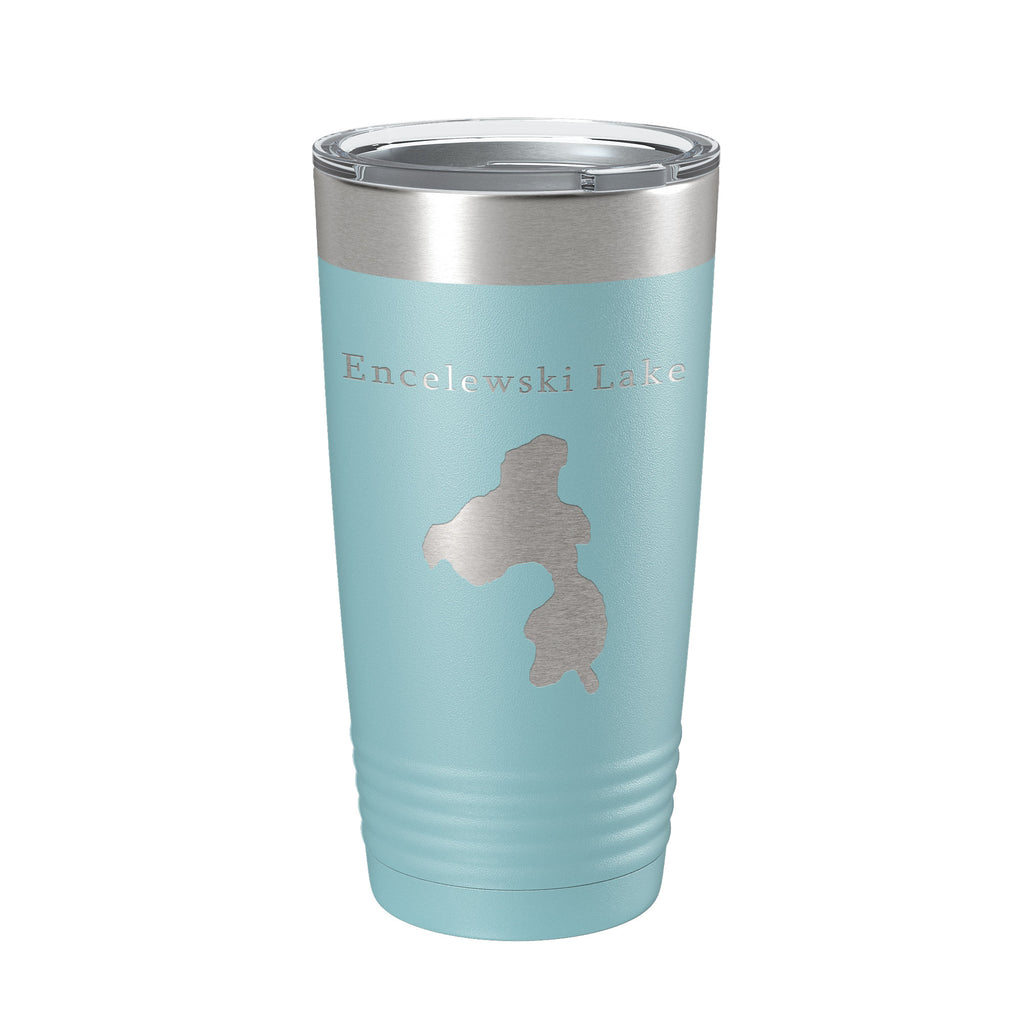 Encelewski Lake Map Tumbler Travel Mug Insulated Laser Engraved Coffee Cup Alaska 20 oz