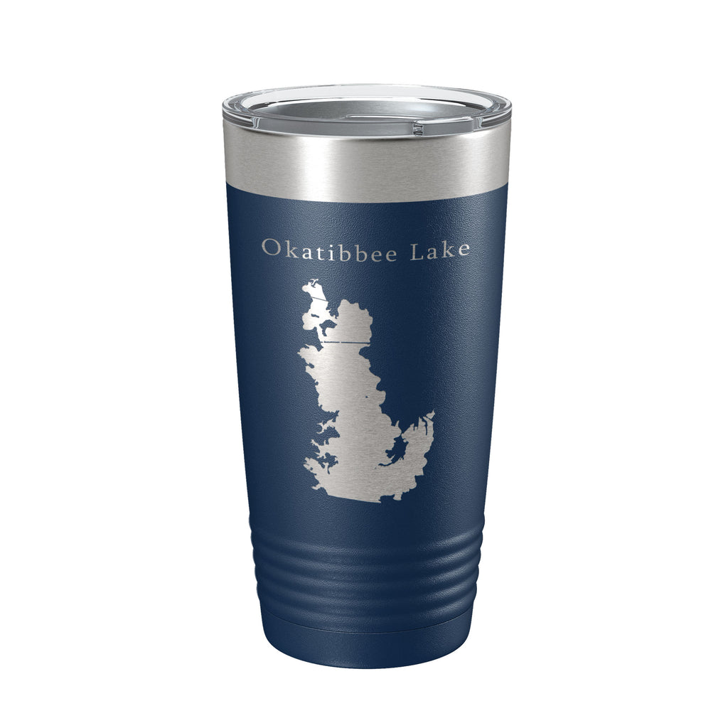 Okatibbee Lake Map Tumbler Travel Mug Insulated Laser Engraved Coffee Cup Mississippi 20 oz