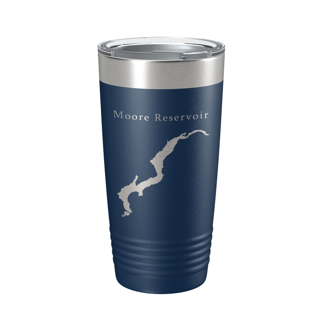 Moore Reservoir Tumbler Lake Map Travel Mug Insulated Laser Engraved Coffee Cup New Hampshire Vermont 20 oz