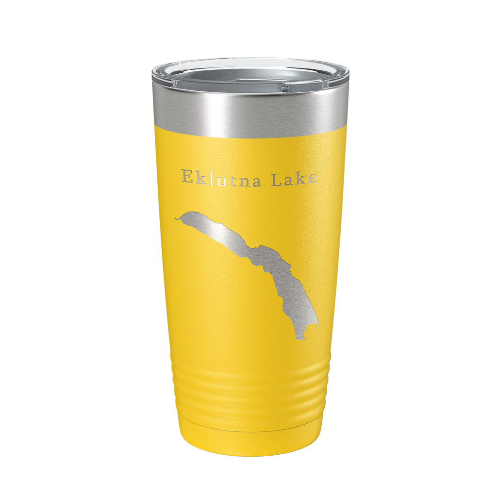 Eklutna Lake Map Tumbler Travel Mug Insulated Laser Engraved Coffee Cup Alaska 20 oz