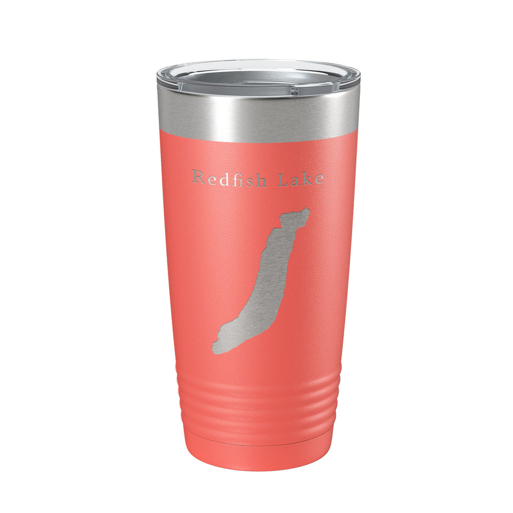 Redfish Lake Map Tumbler Travel Mug Insulated Laser Engraved Coffee Cup Idaho 20 oz