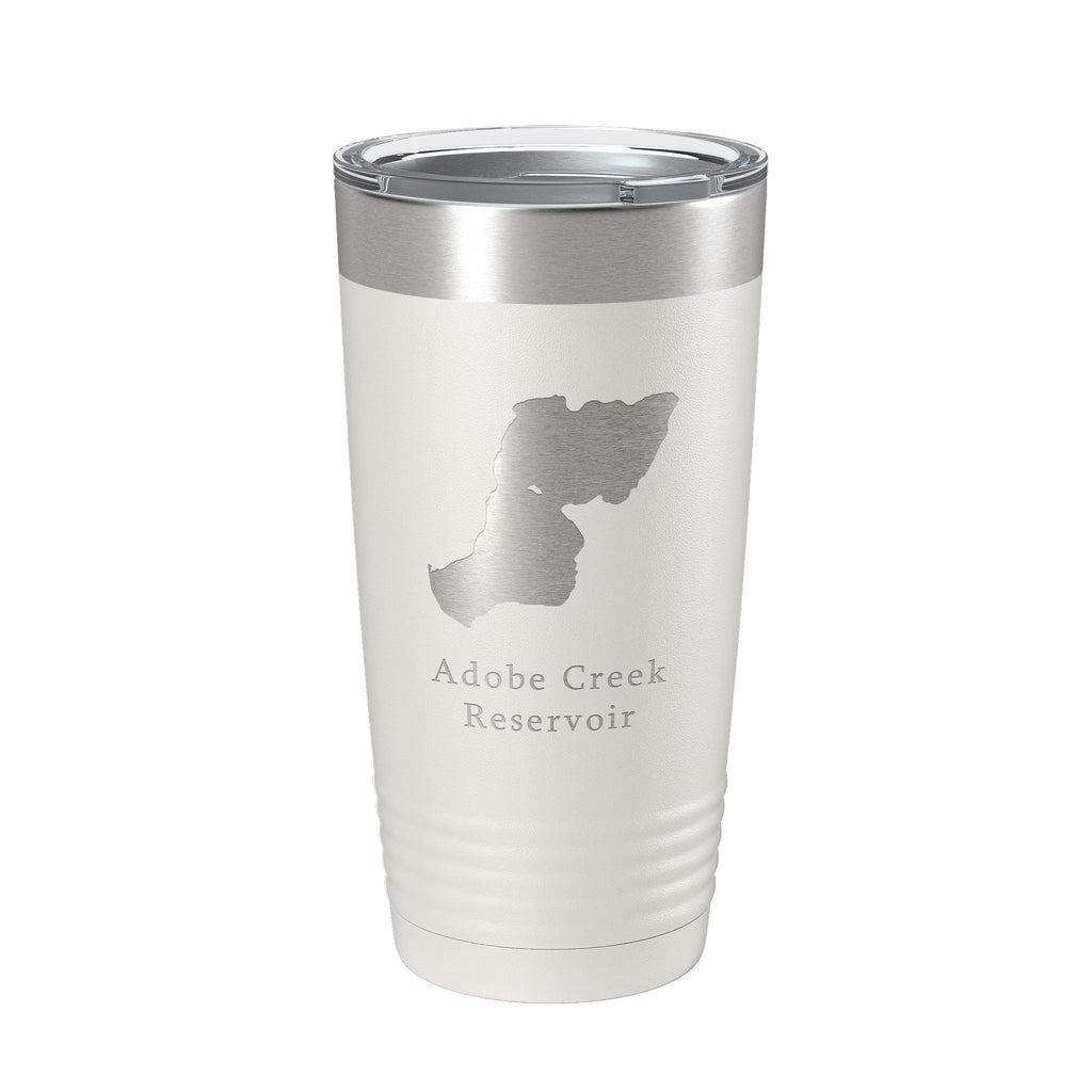 Adobe Creek Reservoir Tumbler Lake Map Travel Mug Insulated Laser Engraved Coffee Cup Colorado 20 oz