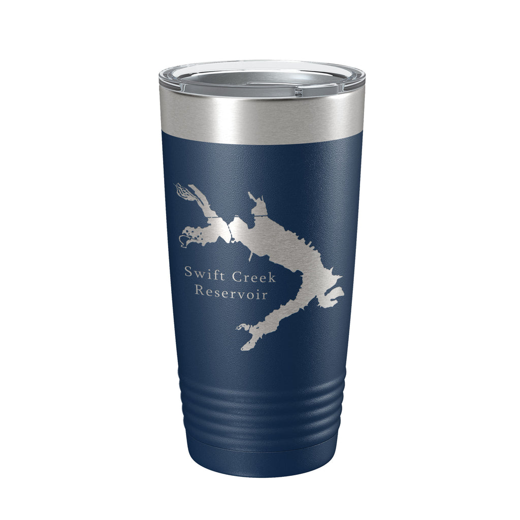 Swift Creek Reservoir Tumbler Lake Map Travel Mug Insulated Laser Engraved Coffee Cup Virginia 20 oz