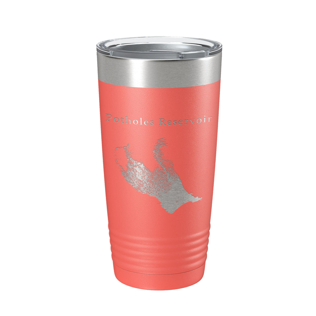 Potholes Reservoir Tumbler Lake Map Travel Mug Insulated Laser Engraved Coffee Cup Washington 20 oz