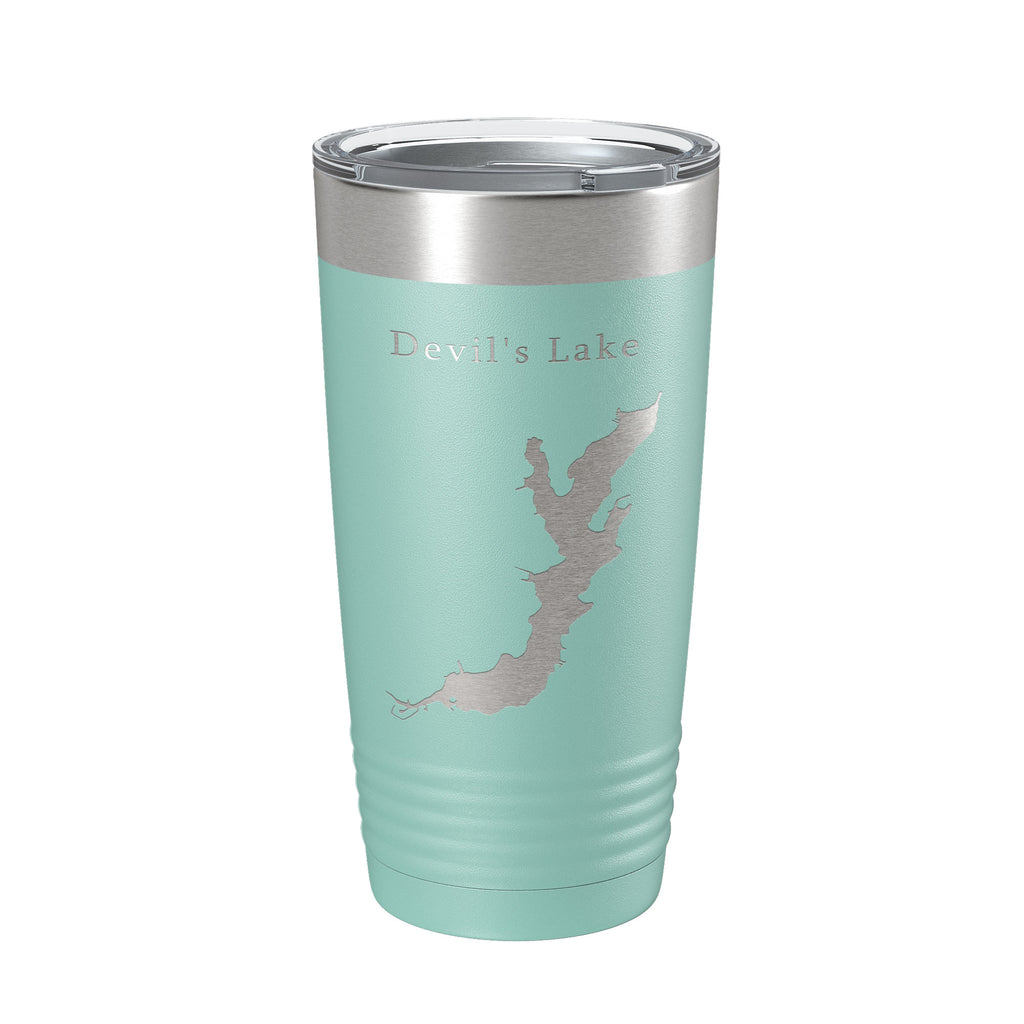 Devil's Lake Map Tumbler Travel Mug Insulated Laser Engraved Coffee Cup Oregon 20 oz