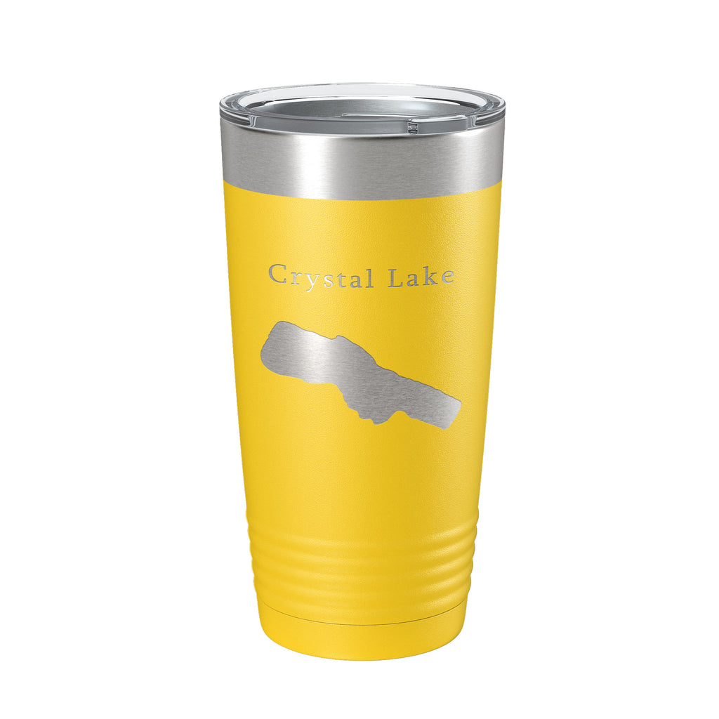 Crystal Lake Map Tumbler Travel Mug Insulated Laser Engraved Coffee Cup Michigan 20 oz