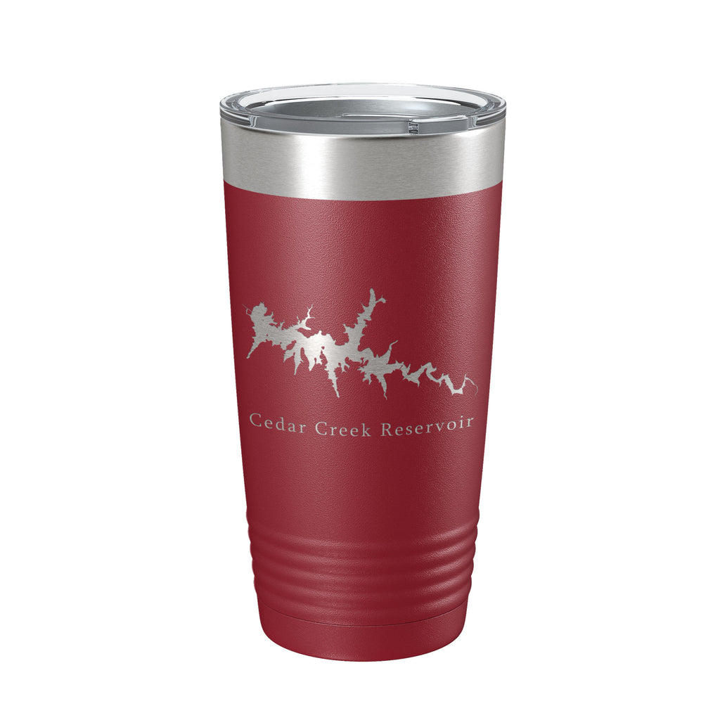 Cedar Creek Reservoir Tumbler Lake Map Travel Mug Insulated Laser Engraved Coffee Cup Alabama 20 oz