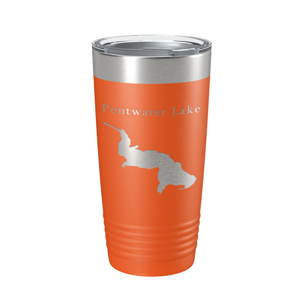 Pentwater Lake Map Tumbler Travel Mug Insulated Laser Engraved Coffee Cup Michigan 20 oz