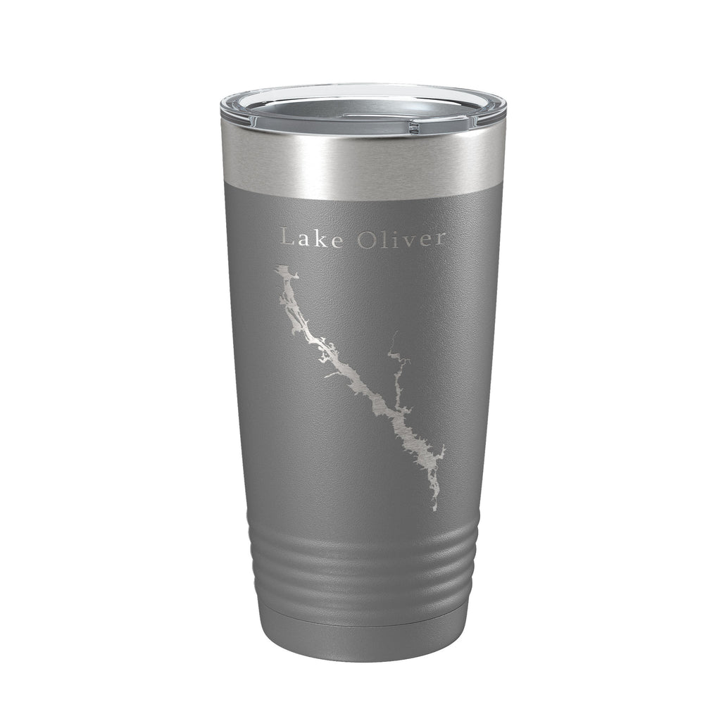 Lake Oliver Map Tumbler Travel Mug Insulated Laser Engraved Coffee Cup Alabama Georgia 20 oz