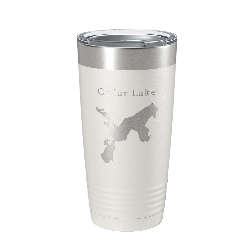 Cedar Lake Map Tumbler Travel Mug Insulated Laser Engraved Coffee Cup Van Buren County Michigan 20 oz