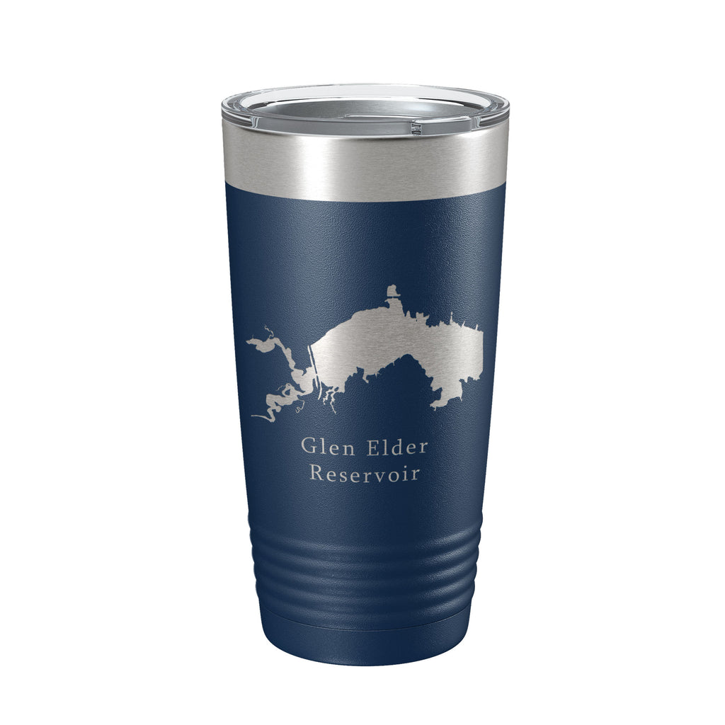 Glen Elder Reservoir Tumbler Lake Map Travel Mug Insulated Laser Engraved Coffee Cup Kansas 20 oz