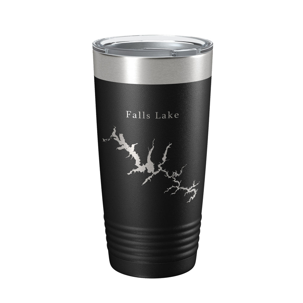 Falls Lake Map Tumbler Travel Mug Insulated Laser Engraved Coffee Cup Durham North Carolina 20 oz