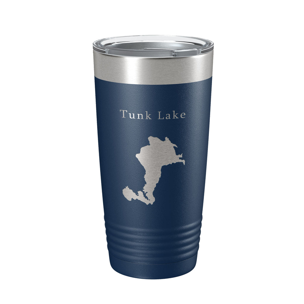 Tunk Lake Map Tumbler Travel Mug Insulated Laser Engraved Coffee Cup Maine 20 oz