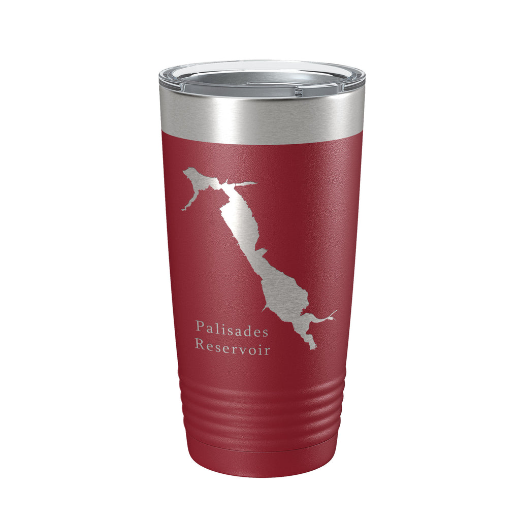 Palisades Reservoir Tumbler Lake Map Travel Mug Insulated Laser Engraved Coffee Cup Idaho Wyoming 20 oz