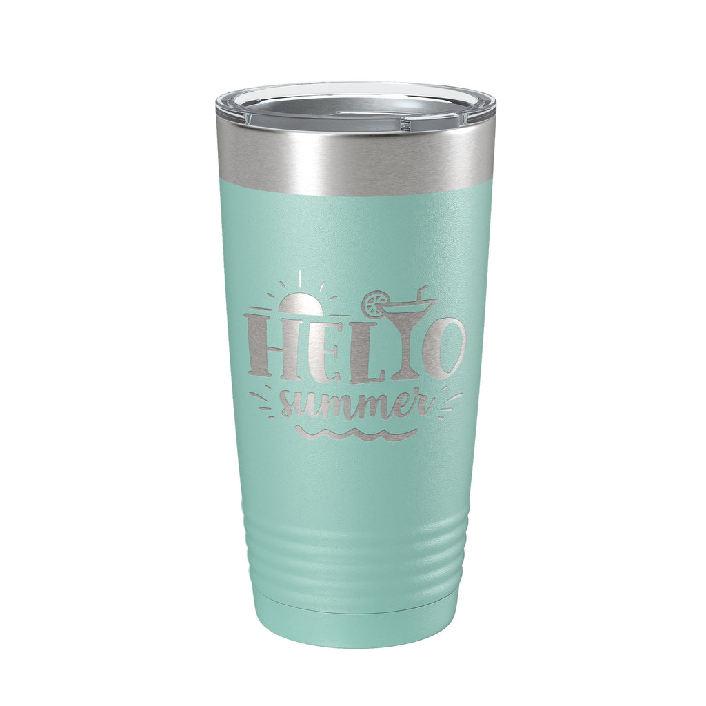 Hello Summer Tumbler Travel Mug Insulated Laser Engraved Coffee Cup 20 oz