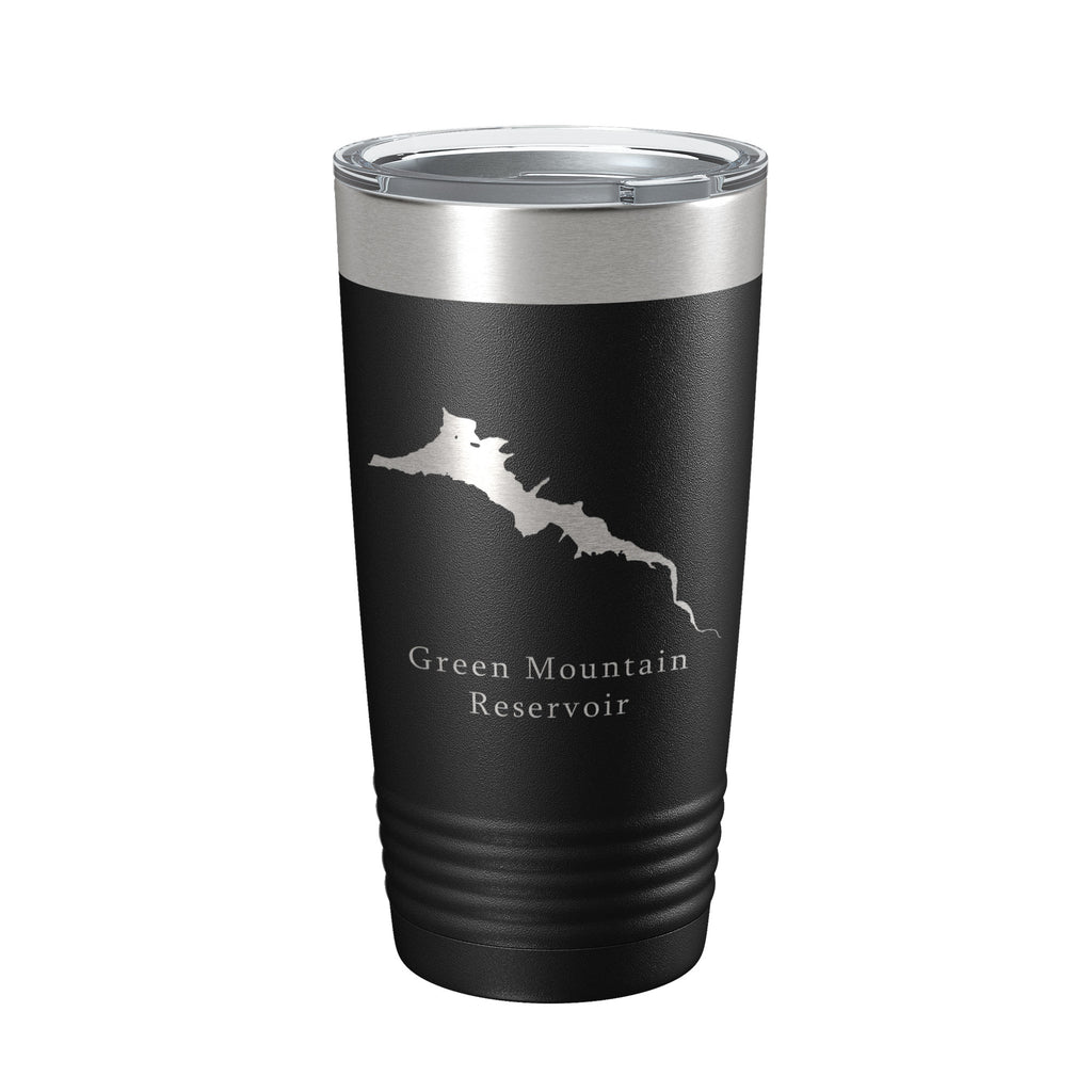 Green Mountain Reservoir Tumbler Lake Map Travel Mug Insulated Laser Engraved Coffee Cup Colorado 20 oz