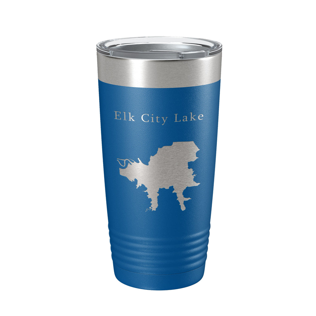 Elk City Lake Map Tumbler Travel Mug Insulated Laser Engraved Coffee Cup Kansas 20 oz