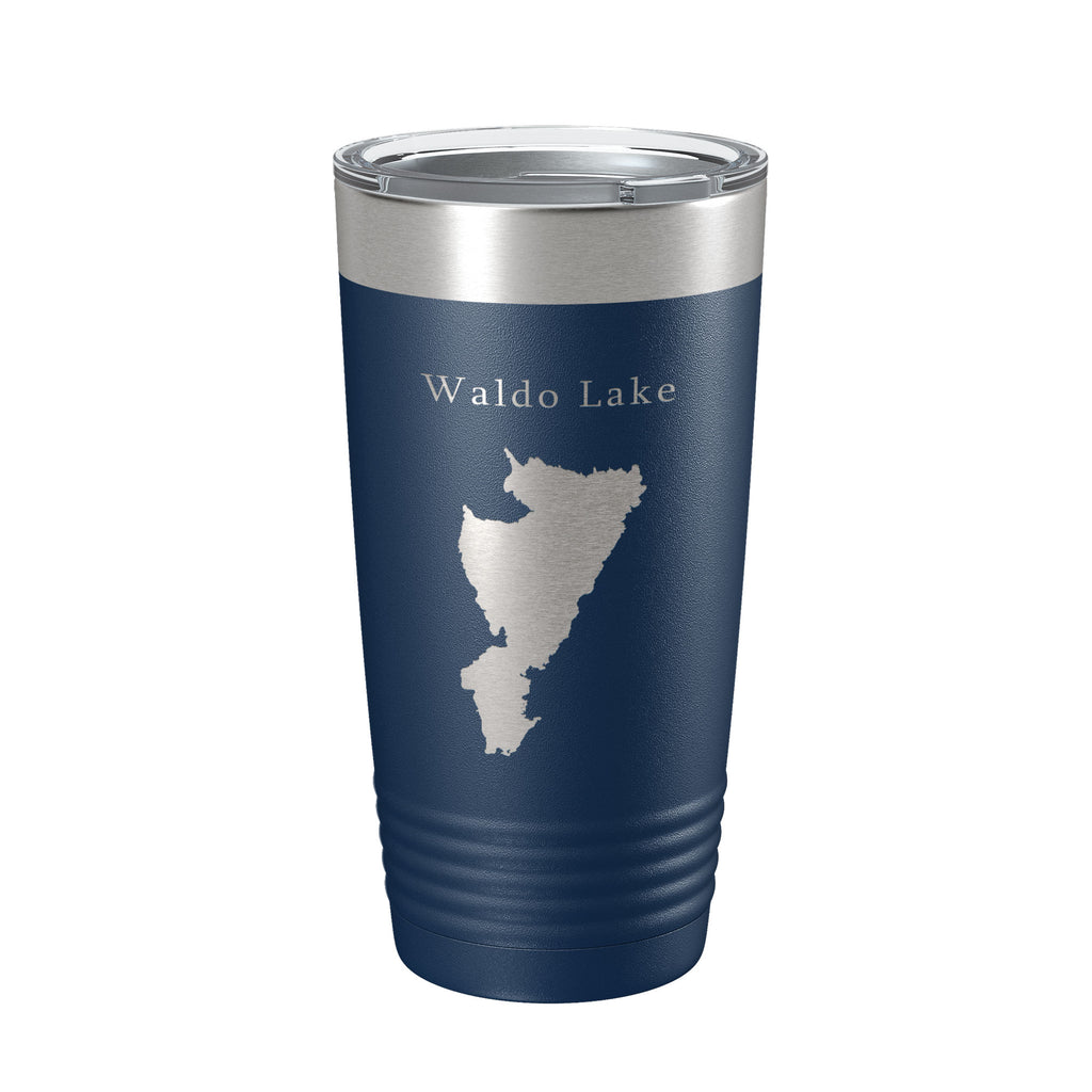 Waldo Lake Map Tumbler Travel Mug Insulated Laser Engraved Coffee Cup Oregon 20 oz