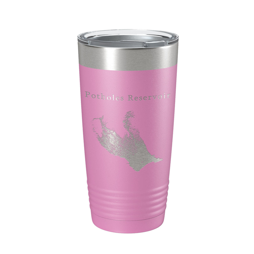 Potholes Reservoir Tumbler Lake Map Travel Mug Insulated Laser Engraved Coffee Cup Washington 20 oz