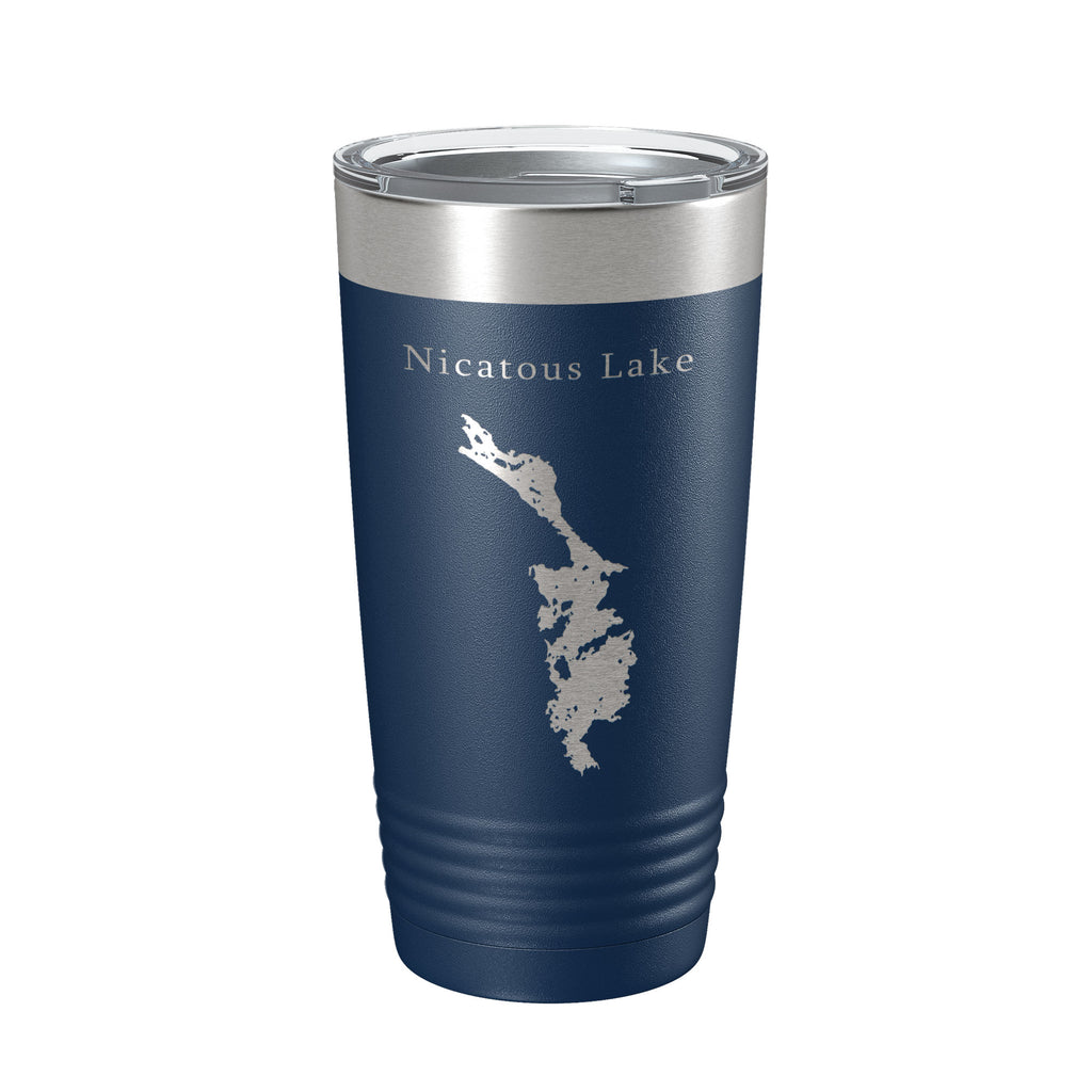 Nicatous Lake Map Tumbler Travel Mug Insulated Laser Engraved Coffee Cup Maine 20 oz