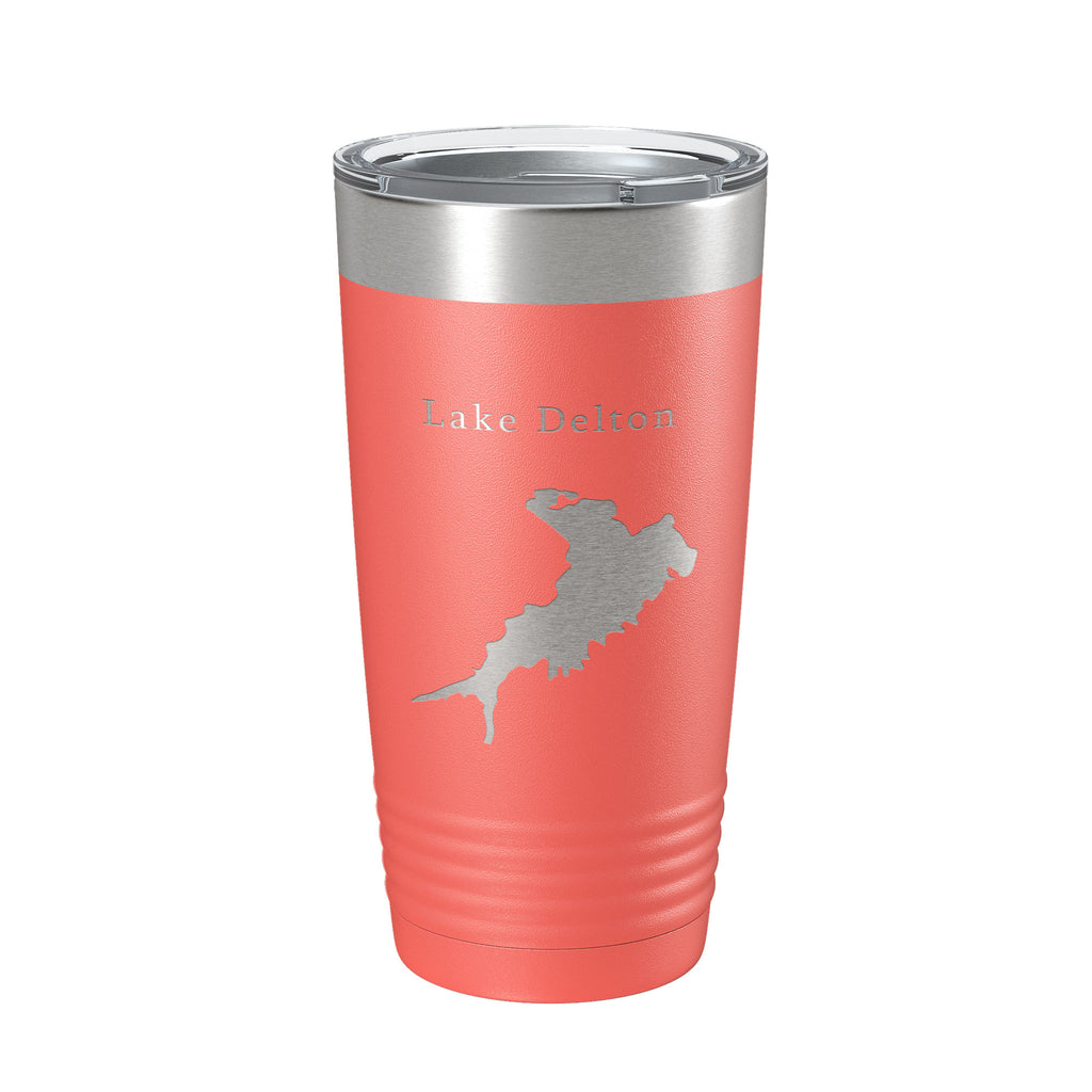 Lake Delton Map Tumbler Travel Mug Insulated Laser Engraved Coffee Cup Wisconsin 20 oz