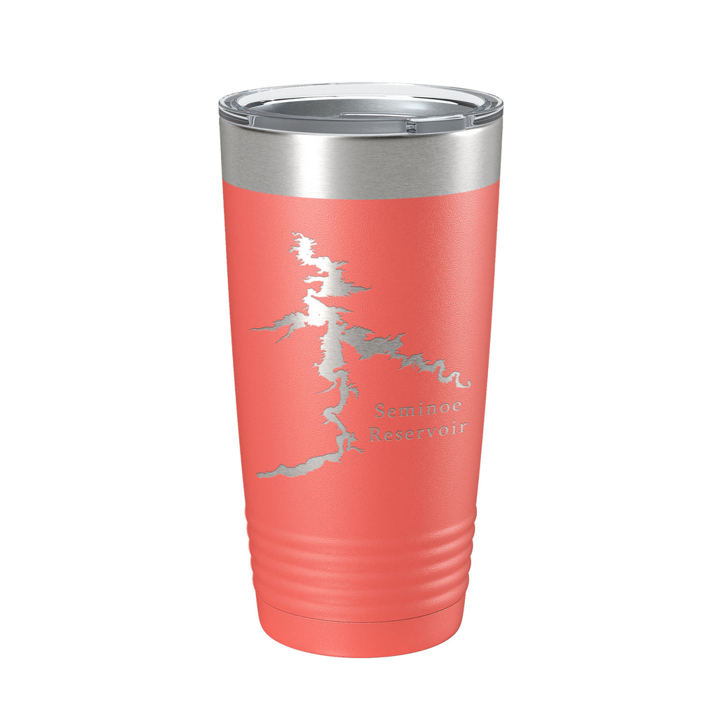 Seminoe Reservoir Tumbler Lake Map Travel Mug Insulated Laser Engraved Coffee Cup Wyoming 20 oz