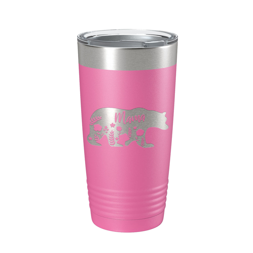 Mama Bear Tumbler Travel Mug Insulated Laser Engraved Coffee Cup Momma Mama Gift Mother's Day Floral 20 oz