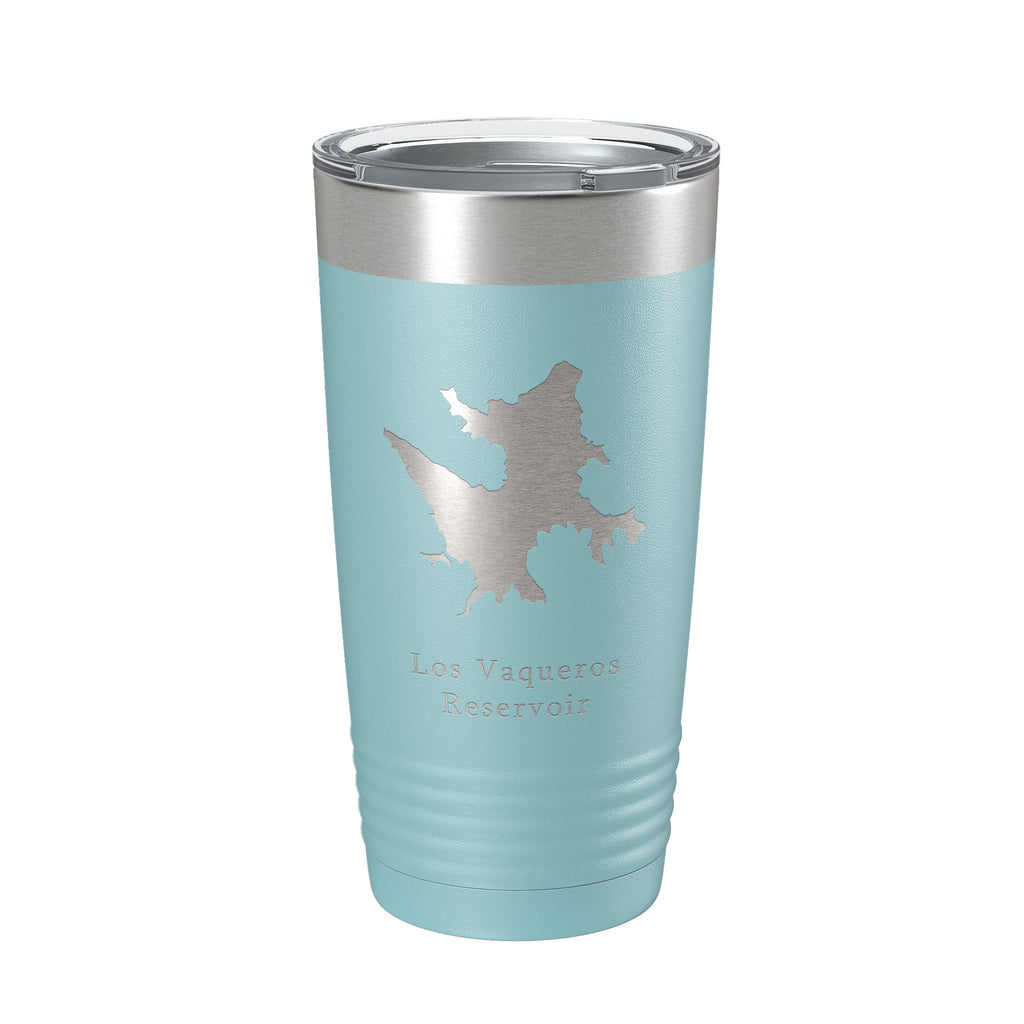 Los Vaqueros Reservoir Tumbler Lake Map Travel Mug Insulated Laser Engraved Coffee Cup California 20 oz