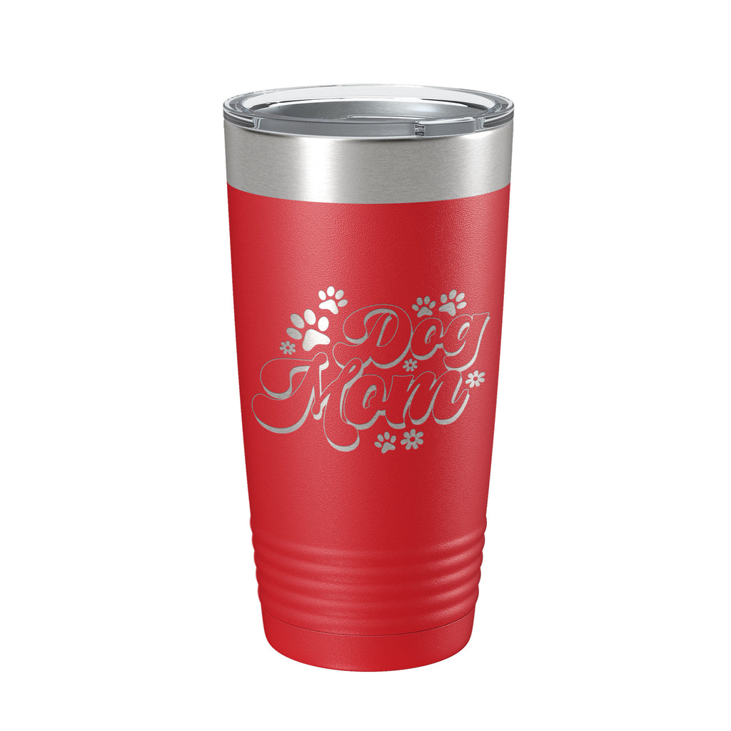 Dog Mom Tumbler Travel Mug Retro Insulated Laser Engraved Coffee Cup 20 oz