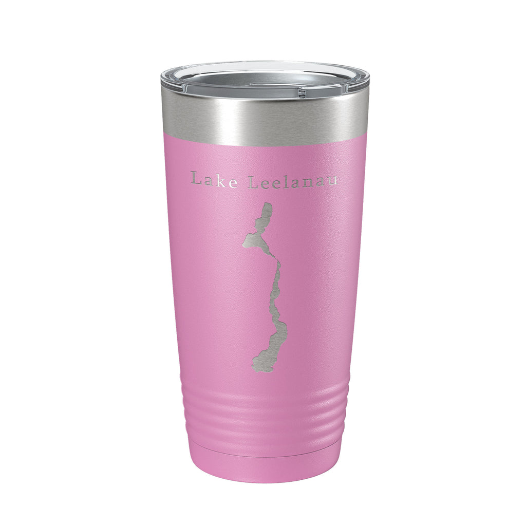 Lake Leelanau Map Tumbler Travel Mug Insulated Laser Engraved Coffee Cup Michigan 20 oz