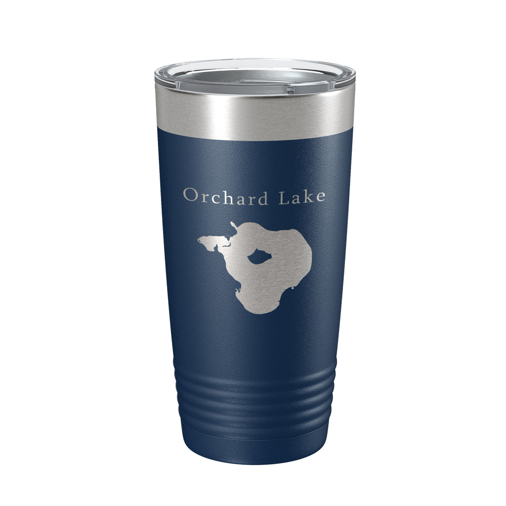 Orchard Lake Map Tumbler Travel Mug Insulated Laser Engraved Coffee Cup Michigan 20 oz