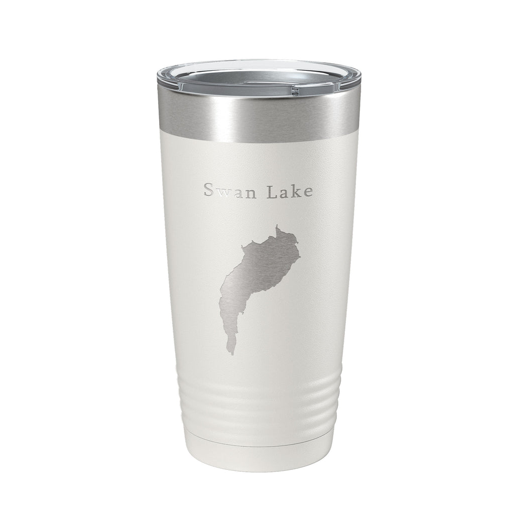 Swan Lake Map Tumbler Travel Mug Insulated Laser Engraved Coffee Cup Maine 20 oz