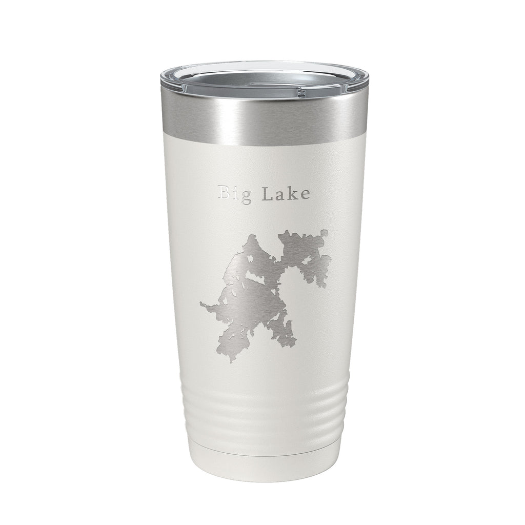 Big Lake Map Tumbler Travel Mug Insulated Laser Engraved Coffee Cup Maine 20 oz