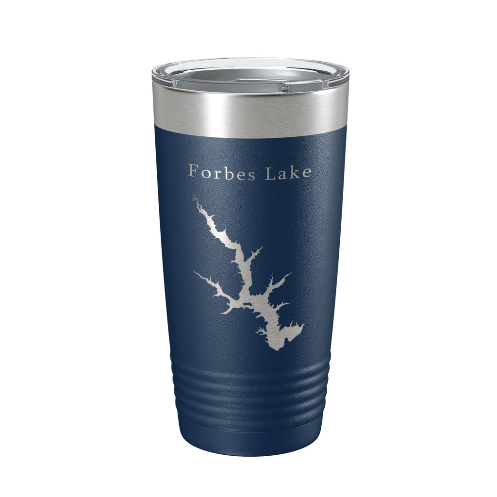 Forbes Lake Map Tumbler Travel Mug Insulated Laser Engraved Coffee Cup Illinois 20 oz