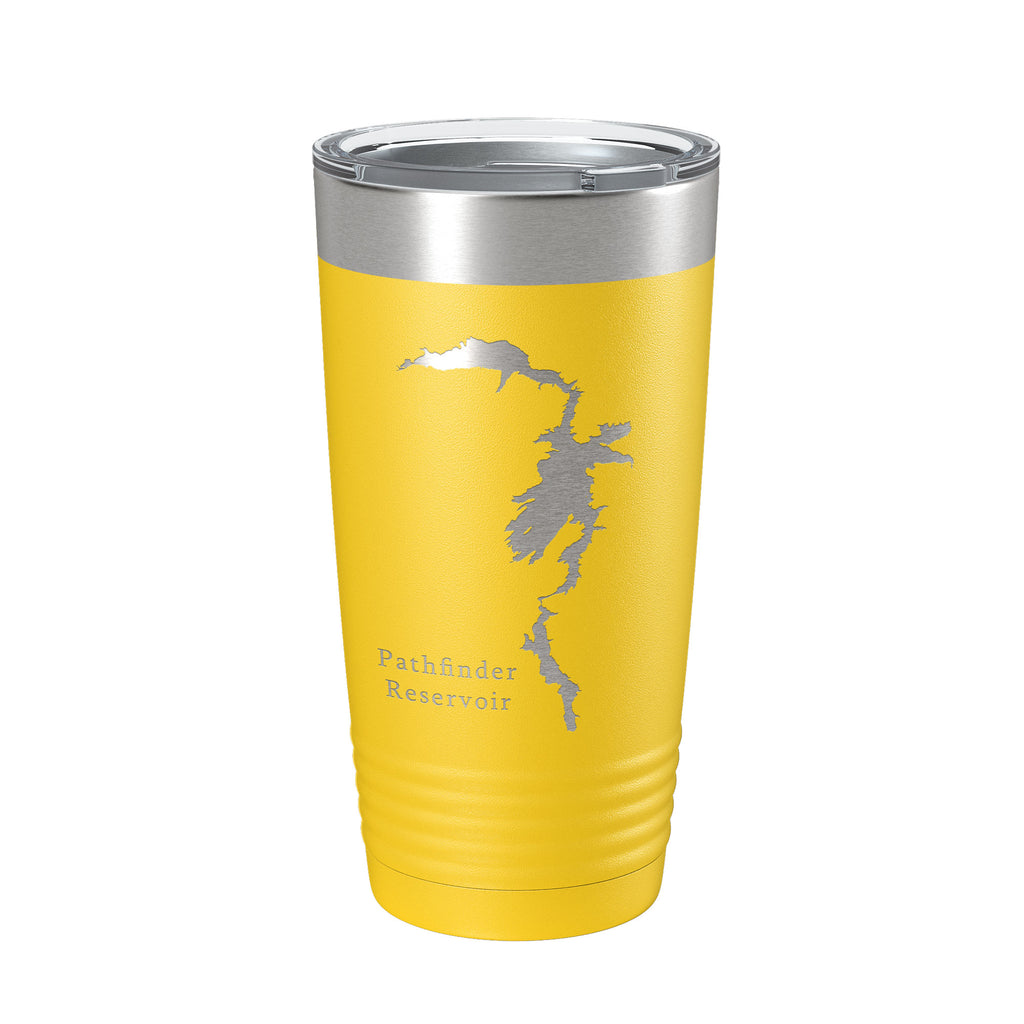 Pathfinder Reservoir Tumbler Lake Map Travel Mug Insulated Laser Engraved Coffee Cup Wyoming 20 oz